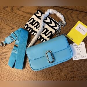 NWT! New Marc Jacobs J Marc Mini Shoulder Bag -Smooth Leather Pool Blue